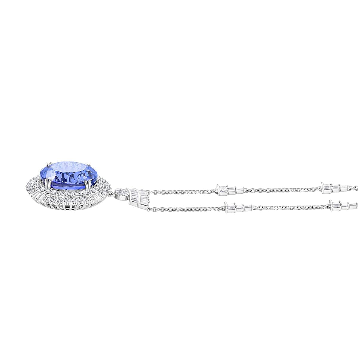 Chairman's Vault Collection Certified &amp; Appraised  RHAPSODY AAAA Tanzanite, Natural Diamond Double Halo Pendant in 950 Platinum with 18-inch Chain 35 Ct. 7768364 2