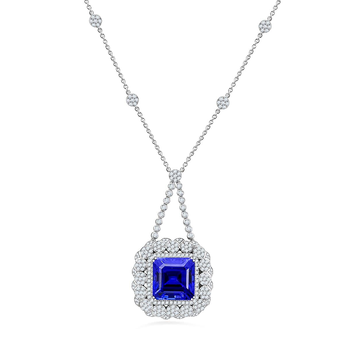 Certified and Appraised RHAPSODY AAAA 43.3 Ct. Tanzanite, White Diamond VS Pendant in 950 Platinum 7768363 0