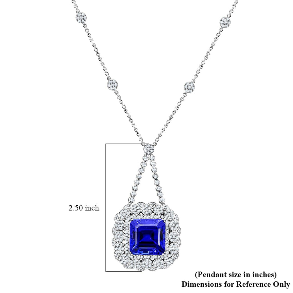 Certified and Appraised RHAPSODY 950 Platinum AAAA Tanzanite, White Diamond VS Pendant 43.35 Ct.