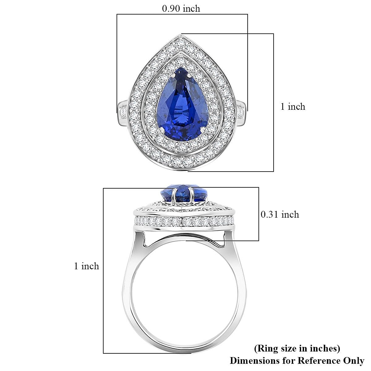 Chairman's Vault Collection Certified &amp; Appraised RHAPSODY AAAA Blue Ceylon Sapphire, Natural Diamond Double Halo Ring in 950 Platinum 6.05 Ct. 7775533 5