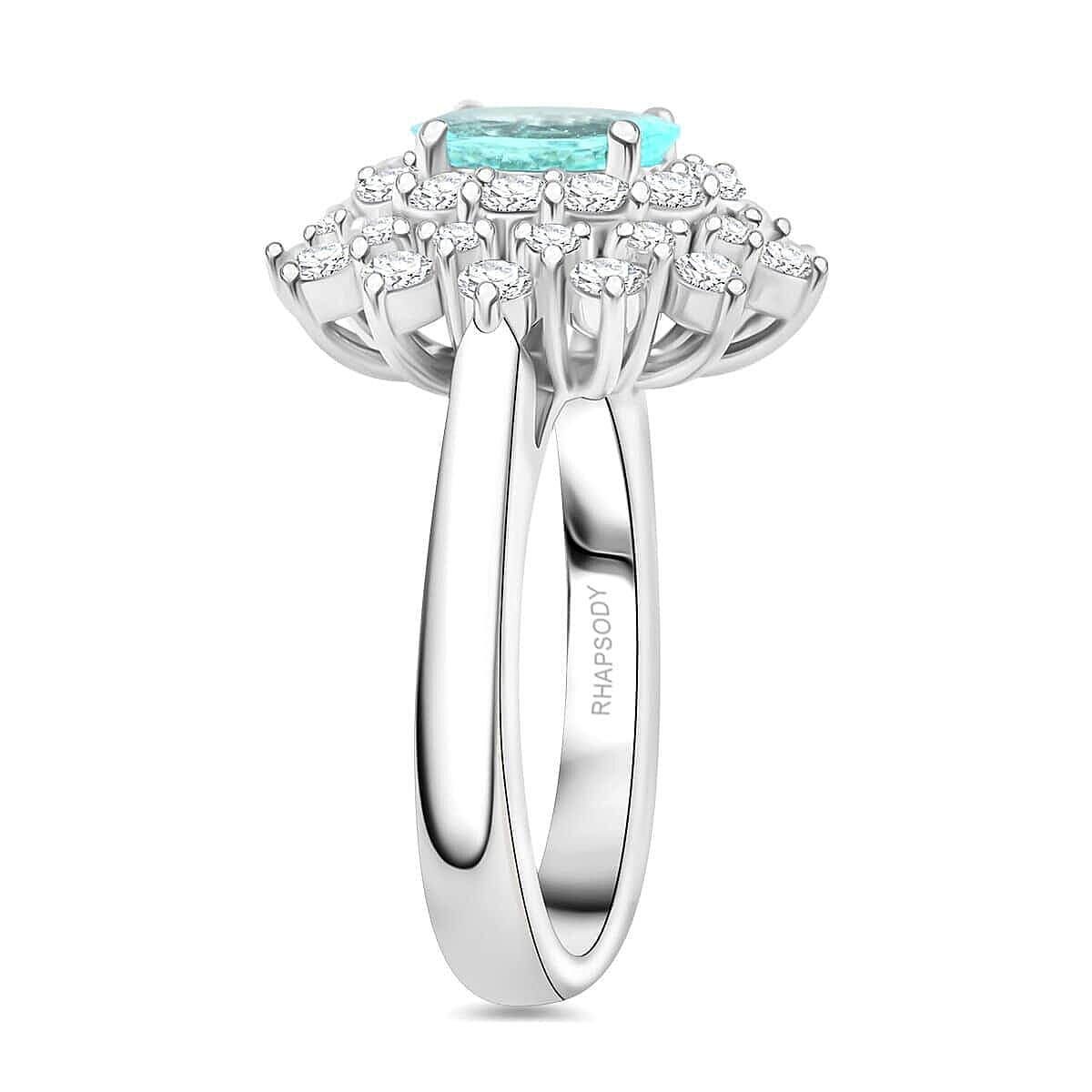 RHAPSODY AGI Certified 2.5 Ct. AAAA Paraiba Tourmaline, White Diamond VS E-F Floral Ring in 950 Platinum 7860216 5