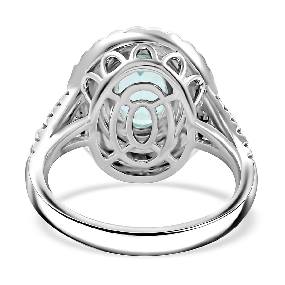 Chairman's Vault Collection Certified &amp; Appraised RHAPSODY AAAA Paraiba Tourmaline, Natural Diamond Double Halo Ring in 950 Platinum 2.75 Ct. 7860209 6