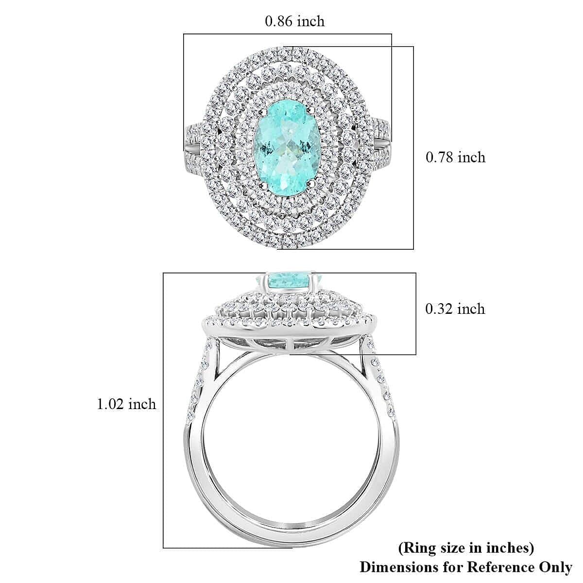 Chairman's Vault Collection RHAPSODY 1.75 Ct. AAAA Paraiba Tourmaline, Natural Diamond Triple Halo Ring in 950 Platinum 7860219 6