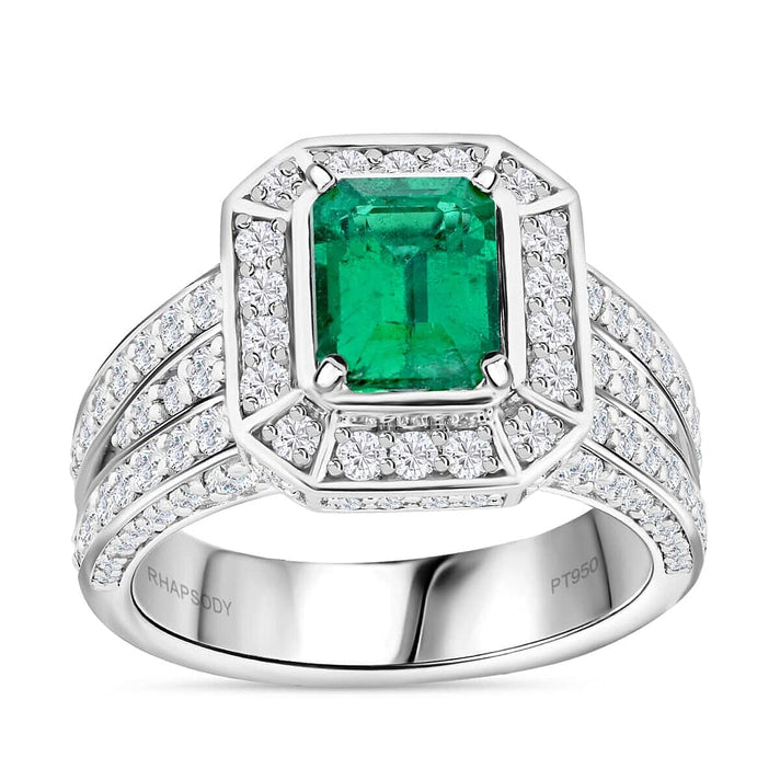 Chairman's Vault Collection Certified &amp; Appraised RHAPSODY AAAA Zambian Emerald, Natural Diamond Halo Ring in 950 Platinum 3.24 Ct. 7769549 1