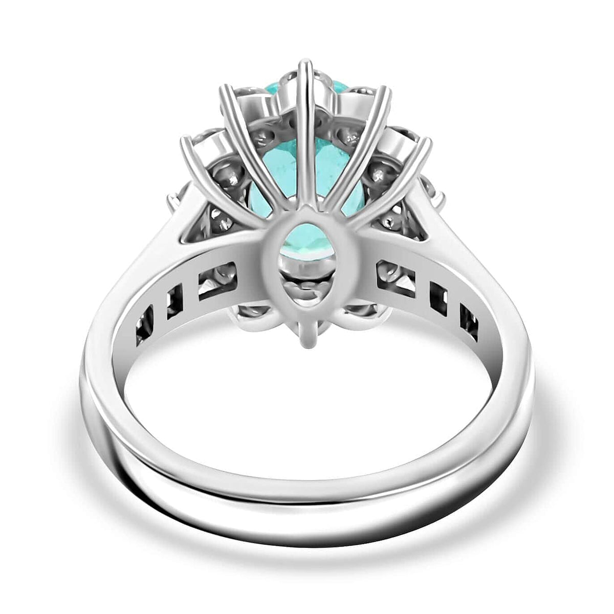 Chairman's Vault Collection Certified &amp; Appraised RHAPSODY AAAA Paraiba Tourmaline, Natural Diamond Floral Ring in 950 Platinum 3.85 Ct. 7860215 6