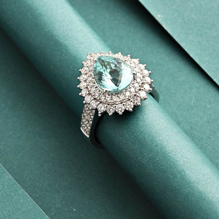 Chairman's Vault Collection Certified &amp; Appraised RHAPSODY AAAA Paraiba Tourmaline, Natural Diamond Double Halo Ring in 950 Platinum 5.4 Ct. 7860211 2