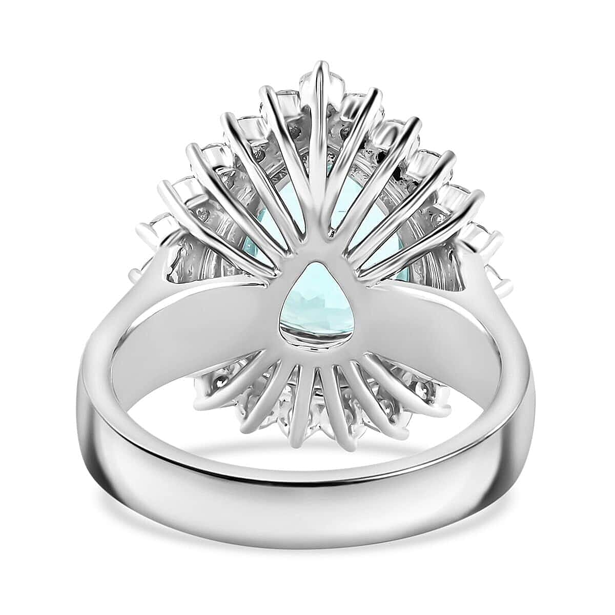 RHAPSODY AGI Certified 5.4 Ct. AAAA Paraiba Tourmaline, Natural Diamond VS E-F Halo Ring in 950 Platinum 7860211 6