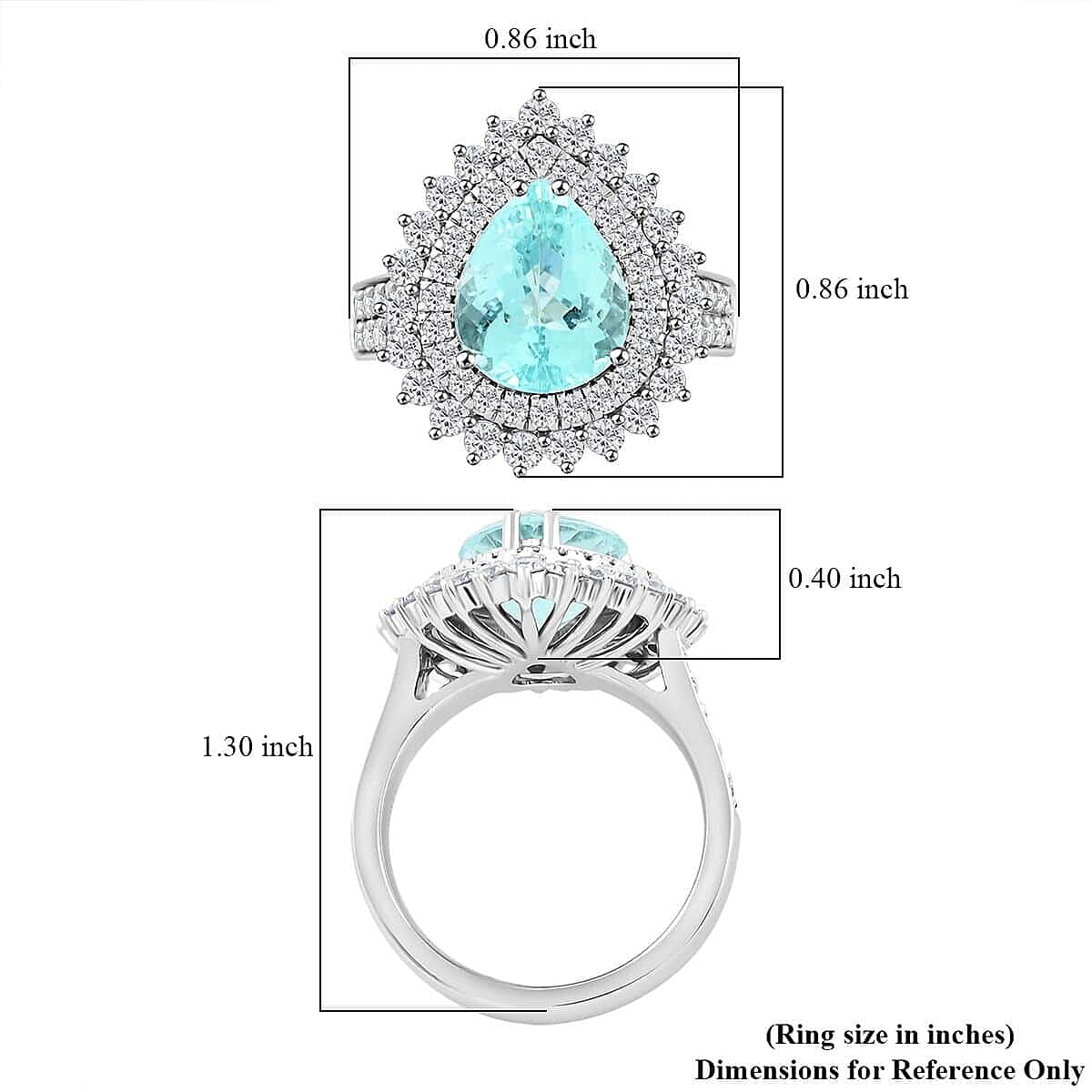 RHAPSODY AGI Certified 5.4 Ct. AAAA Paraiba Tourmaline, Natural Diamond VS E-F Halo Ring in 950 Platinum 7860211 7