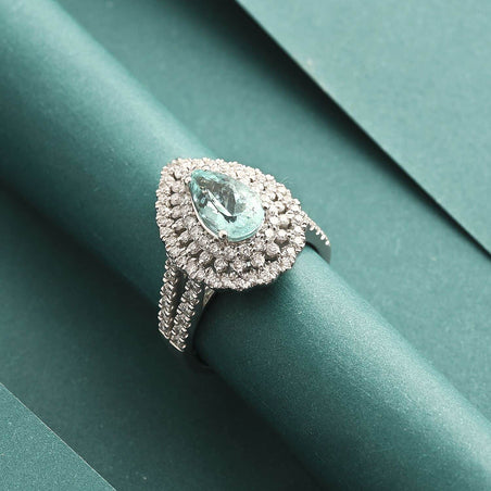 Chairman Vault Collection Certified &amp; Appraised RHAPSODY AAAA Paraiba Tourmaline, Natural Diamond Double Halo Ring in 950 Platinum 4.35 Ct. 7860220 2