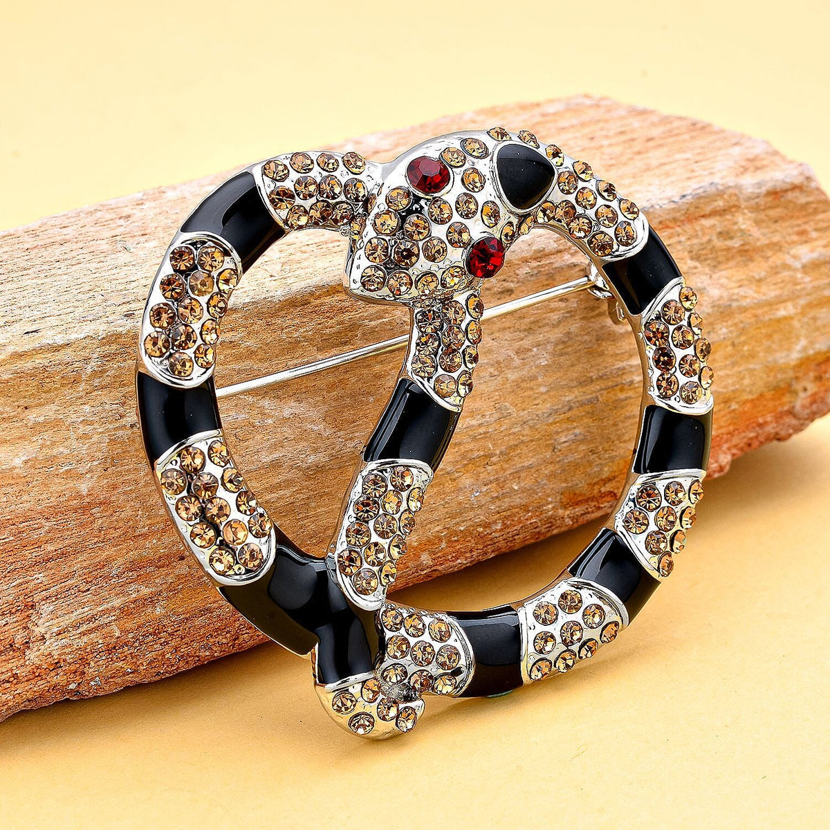 Champagne Crystal and Red Austrian Crystal  Brooch With Enamelling in Silver Ton 7079357 2