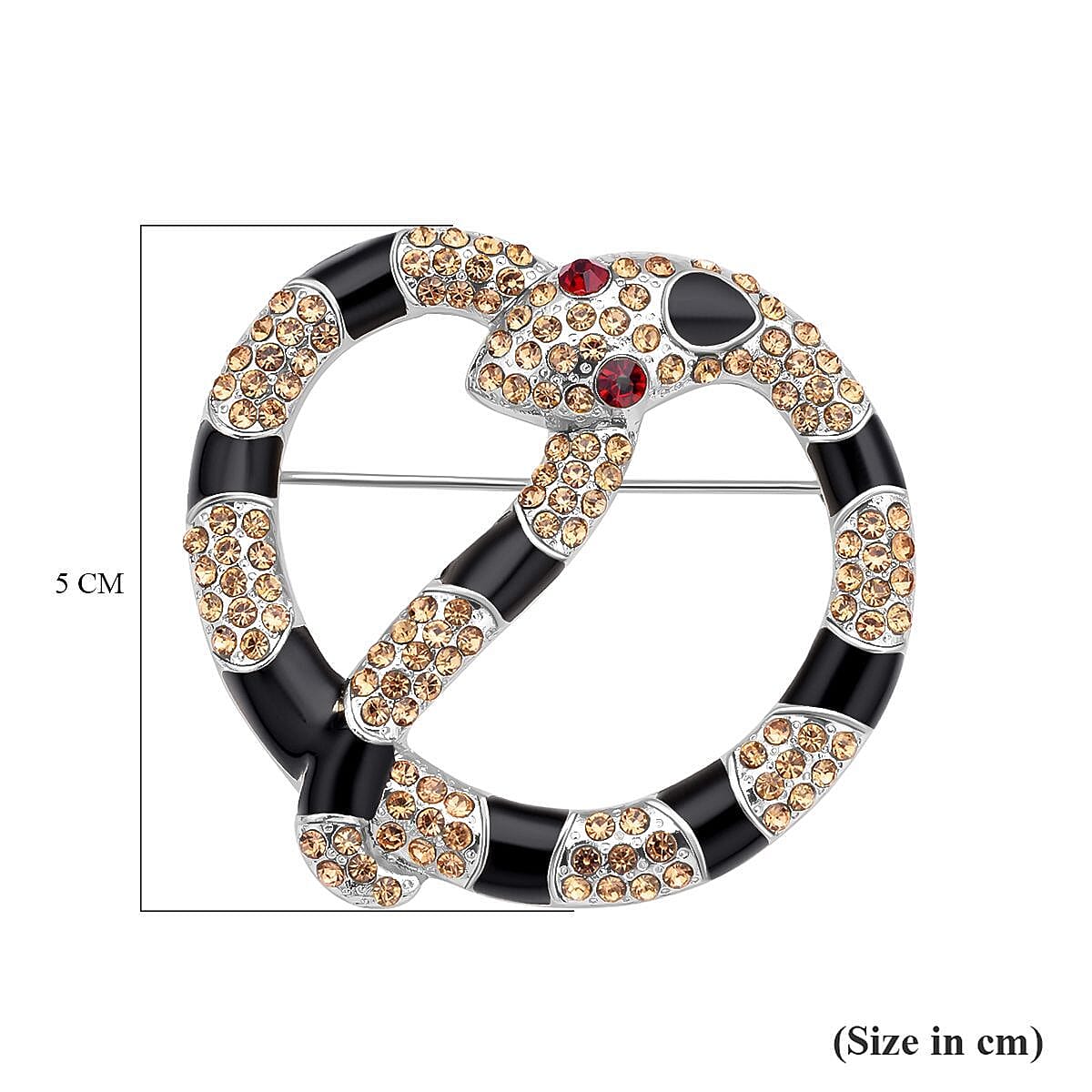 Champagne Crystal and Red Austrian Crystal  Brooch With Enamelling in Silver Ton 7079357 5