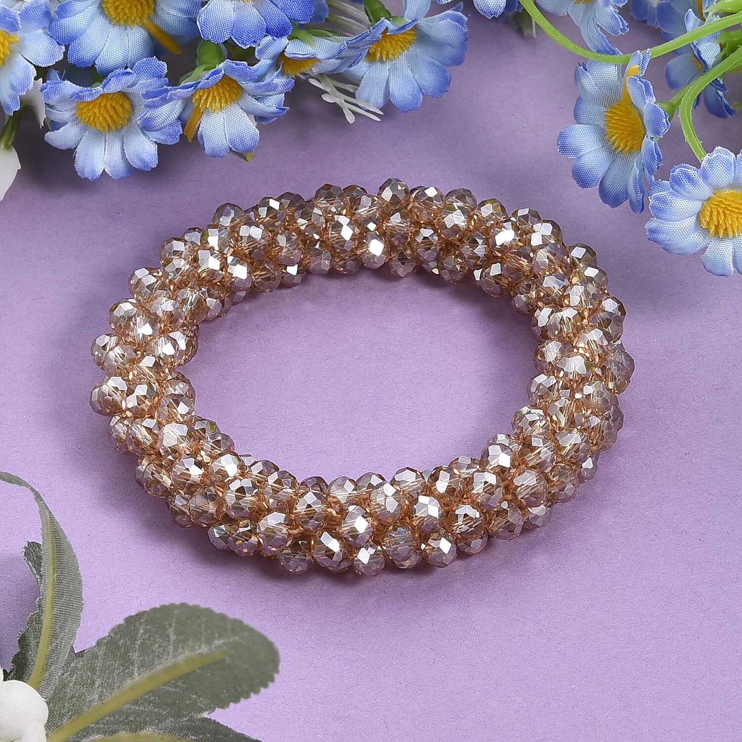 Champagne Crystal Stretchable Bracelet (Size - 7 to 7.5) 8334810 2