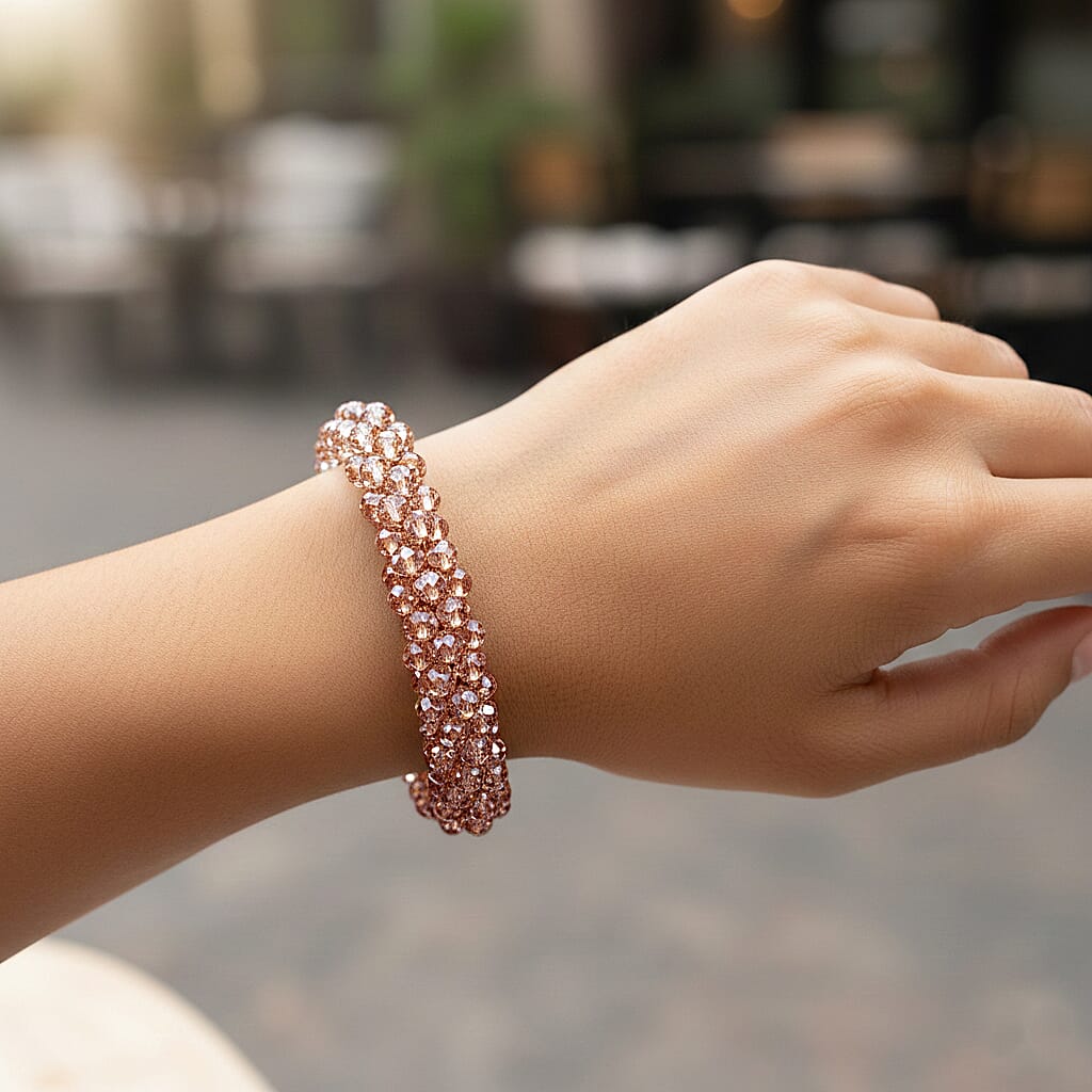 Champagne Crystal Stretchable Bracelet (Size - 7 to 7.5) 8334810 3