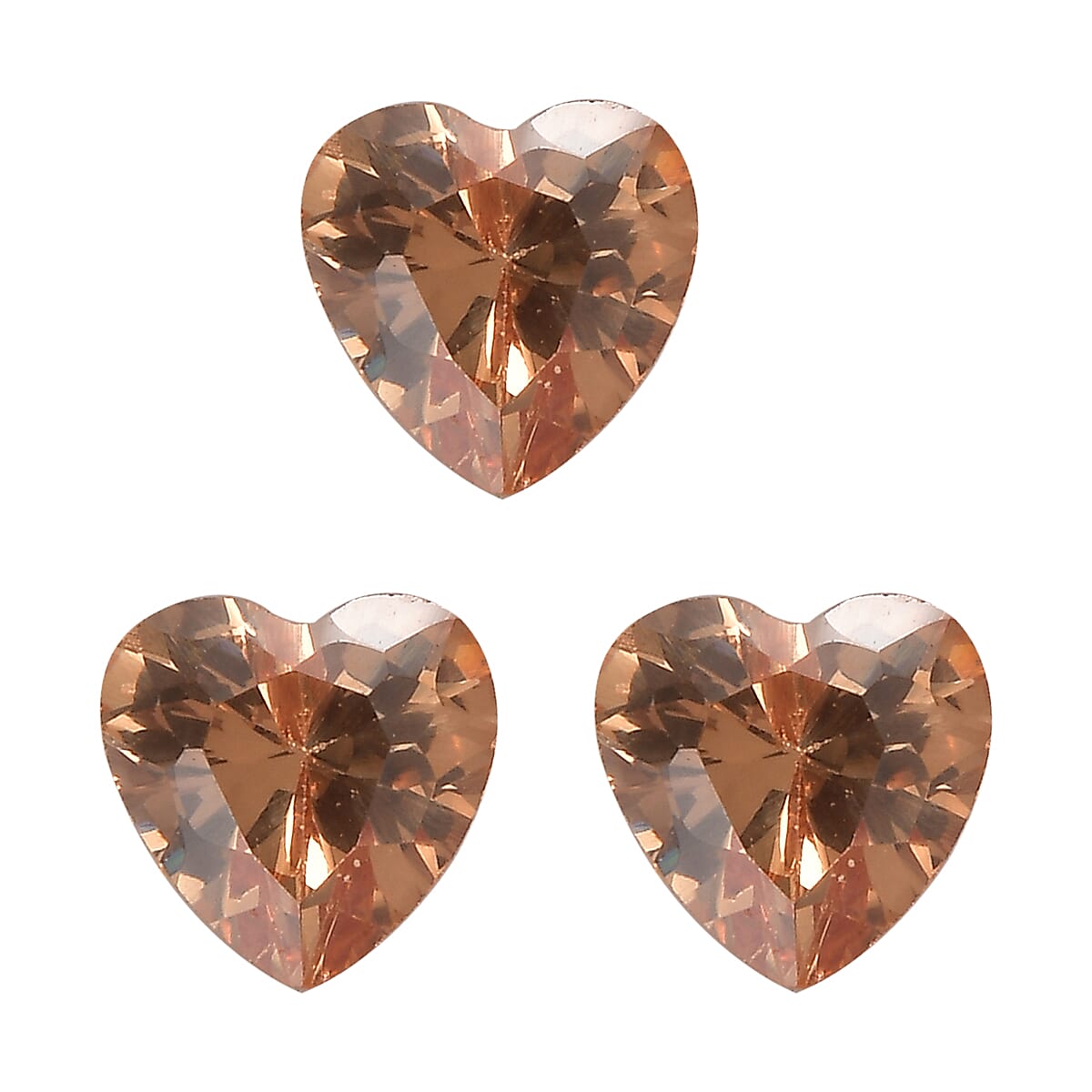 Set of 3 Champagne Cubic Zirconia Loose Gemstones in Heart Shape 2.45 Ct. 8063807 0