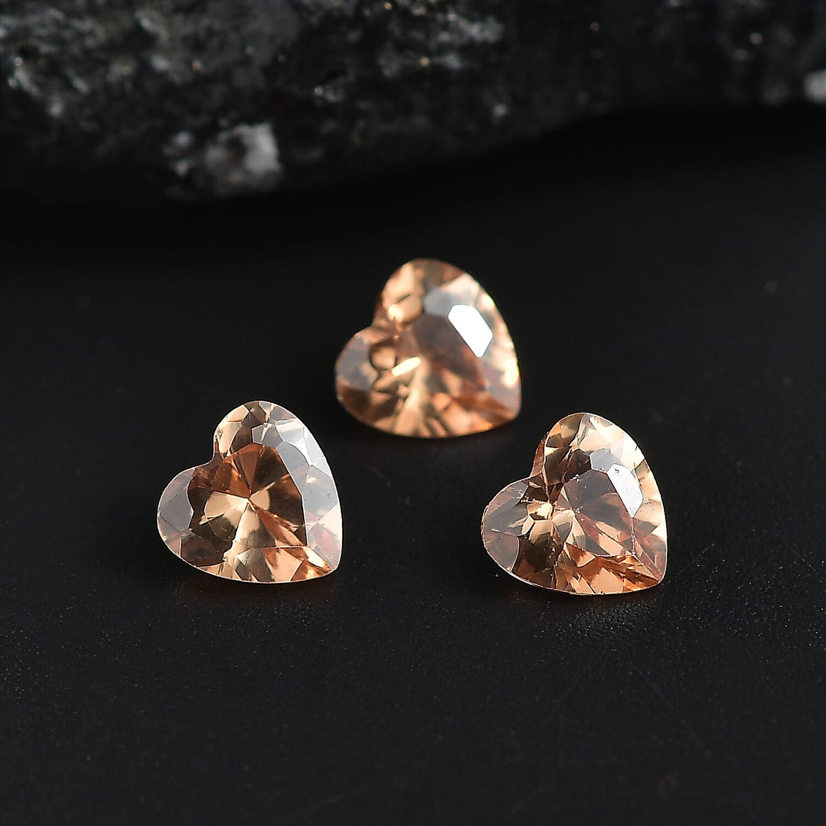 Set of 3 Champagne Cubic Zirconia Loose Gemstones in Heart Shape 2.45 Ct. 8063807 1