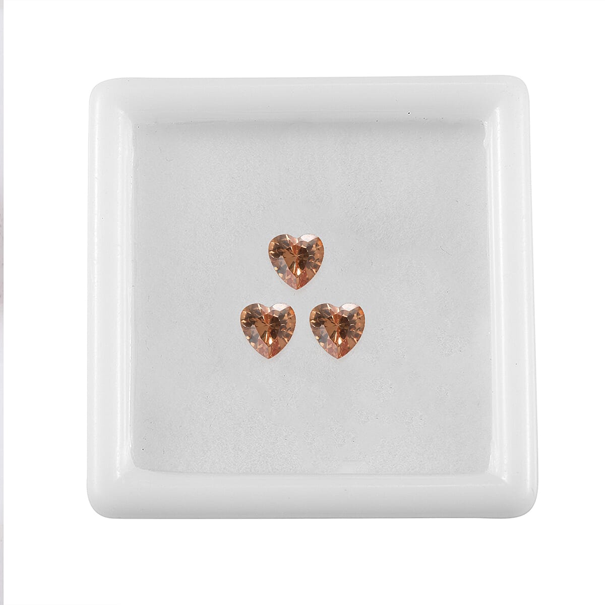 Set of 3 Champagne Cubic Zirconia Loose Gemstones in Heart Shape 2.45 Ct. 8063807 3
