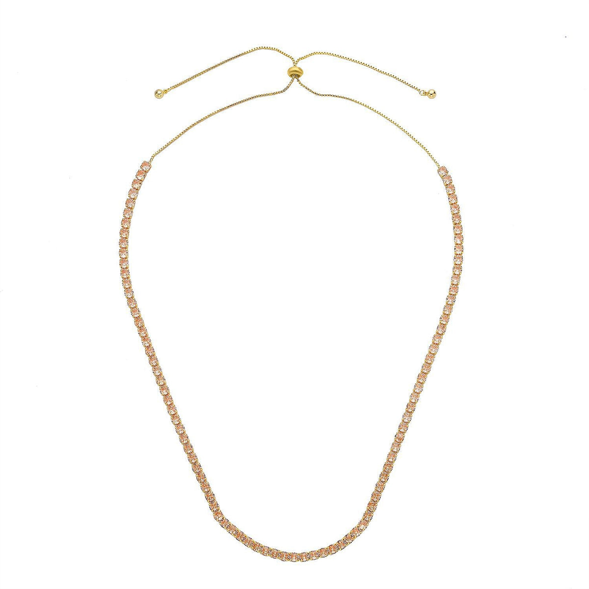 Simulated Champagne Sapphire Necklace (Size - 26 Adjustable) in Yellow Gold Tone 6368975 0