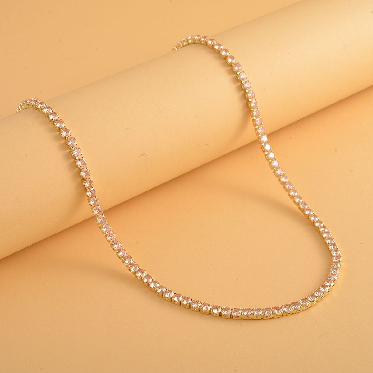 Simulated Champagne Sapphire Necklace (Size - 26 Adjustable) in Yellow Gold Tone 6368975 1