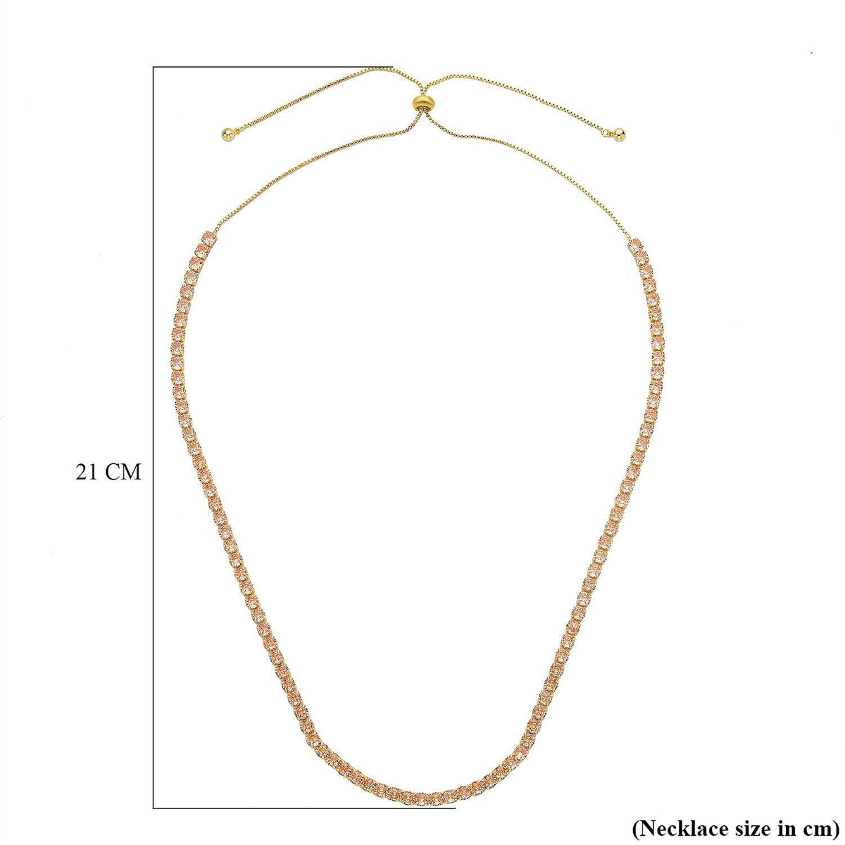 Simulated Champagne Sapphire Necklace (Size - 26 Adjustable) in Yellow Gold Tone 6368975 3
