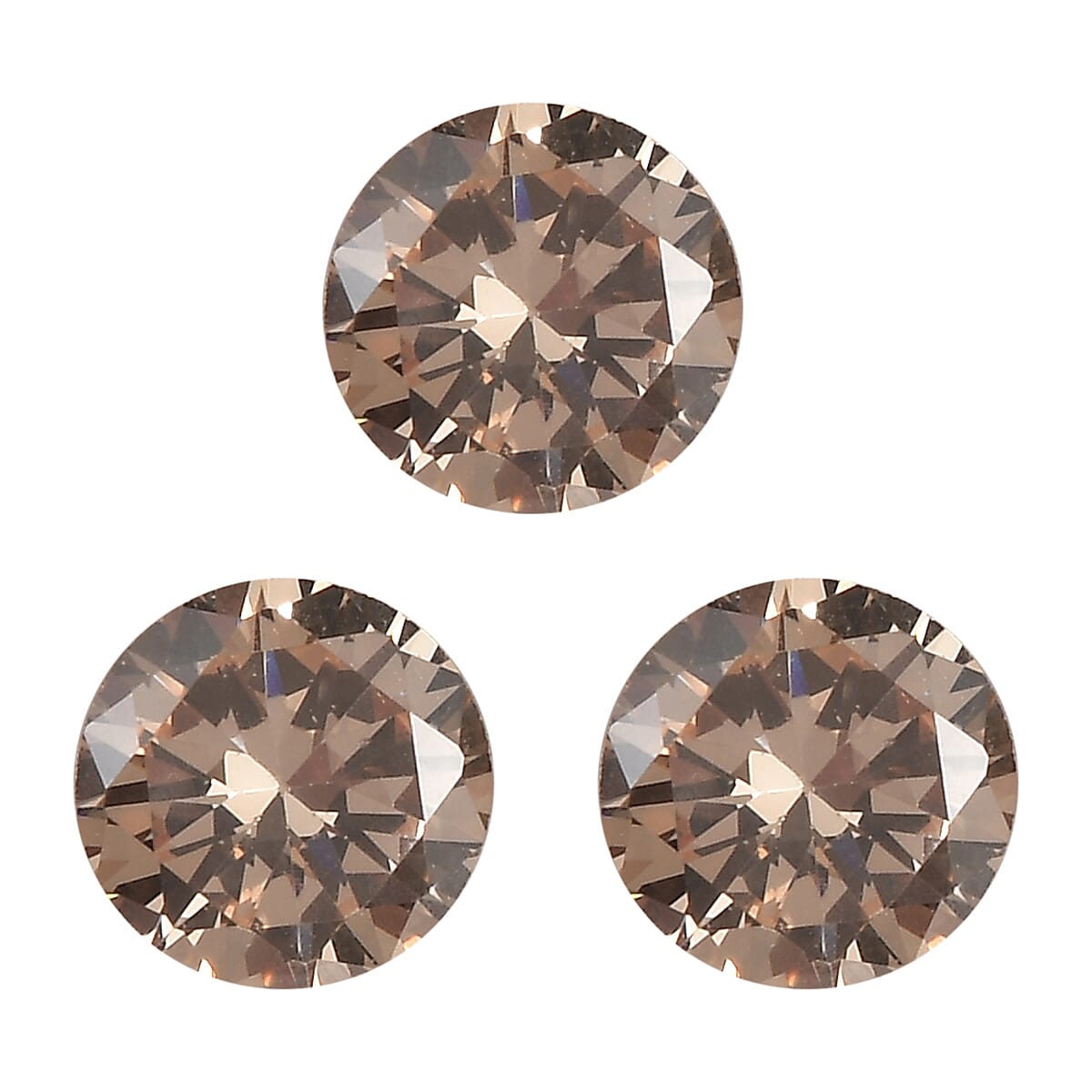 Set of 3 Champagne Cubic Zirconia Loose Gemstones in Round Shape 1.36 Ct. 8063811 0
