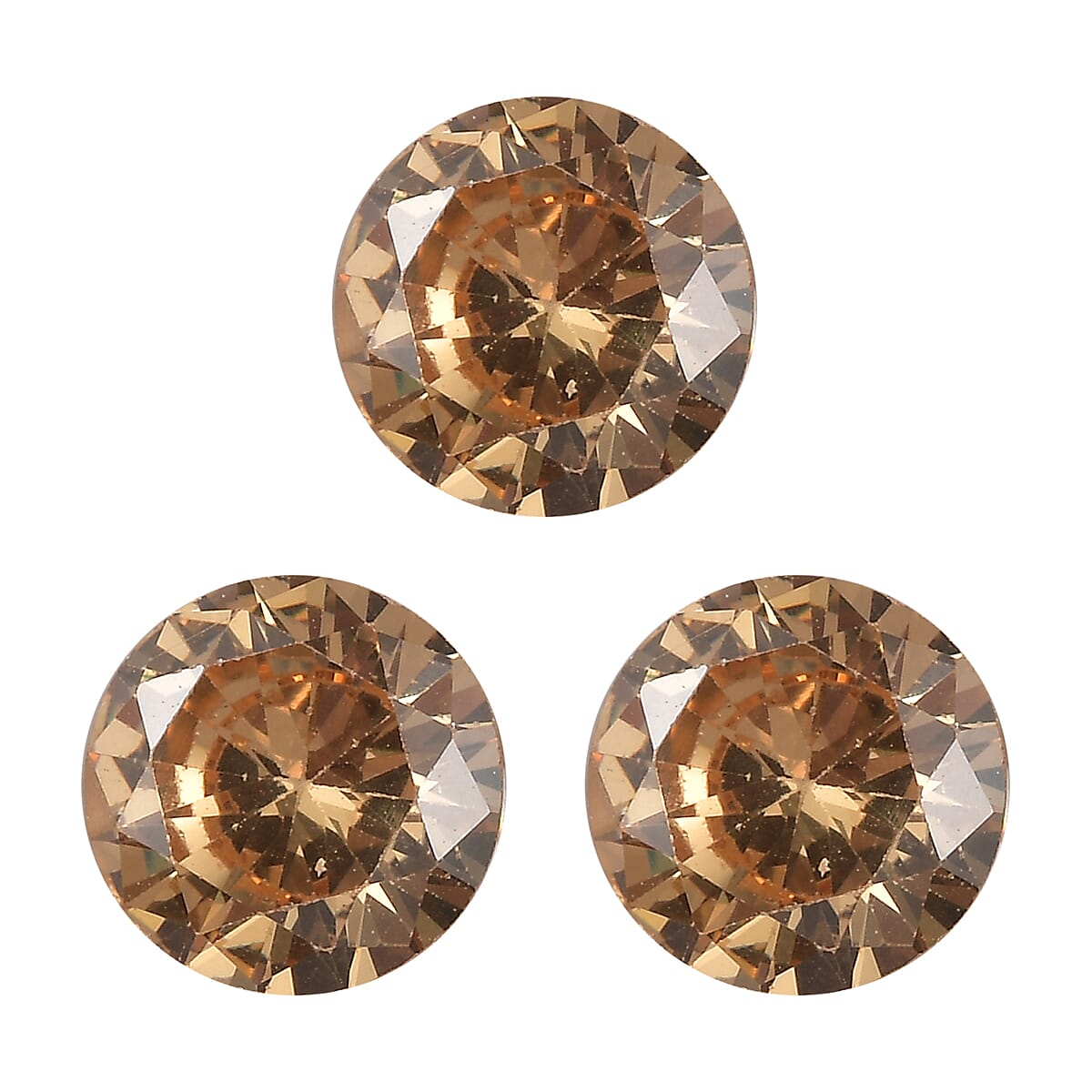 4.22 Ct. Set of 3 Champagne Cubic Zirconia Loose Gemstones in Round Shape 8063813 0