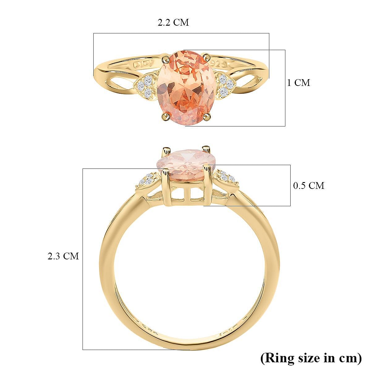 Champagne Simulated Diamond and White Simulated Diamond Ring in Yellow Gold Overlay Sterling Silver 2.55 Ct. 7272541 10