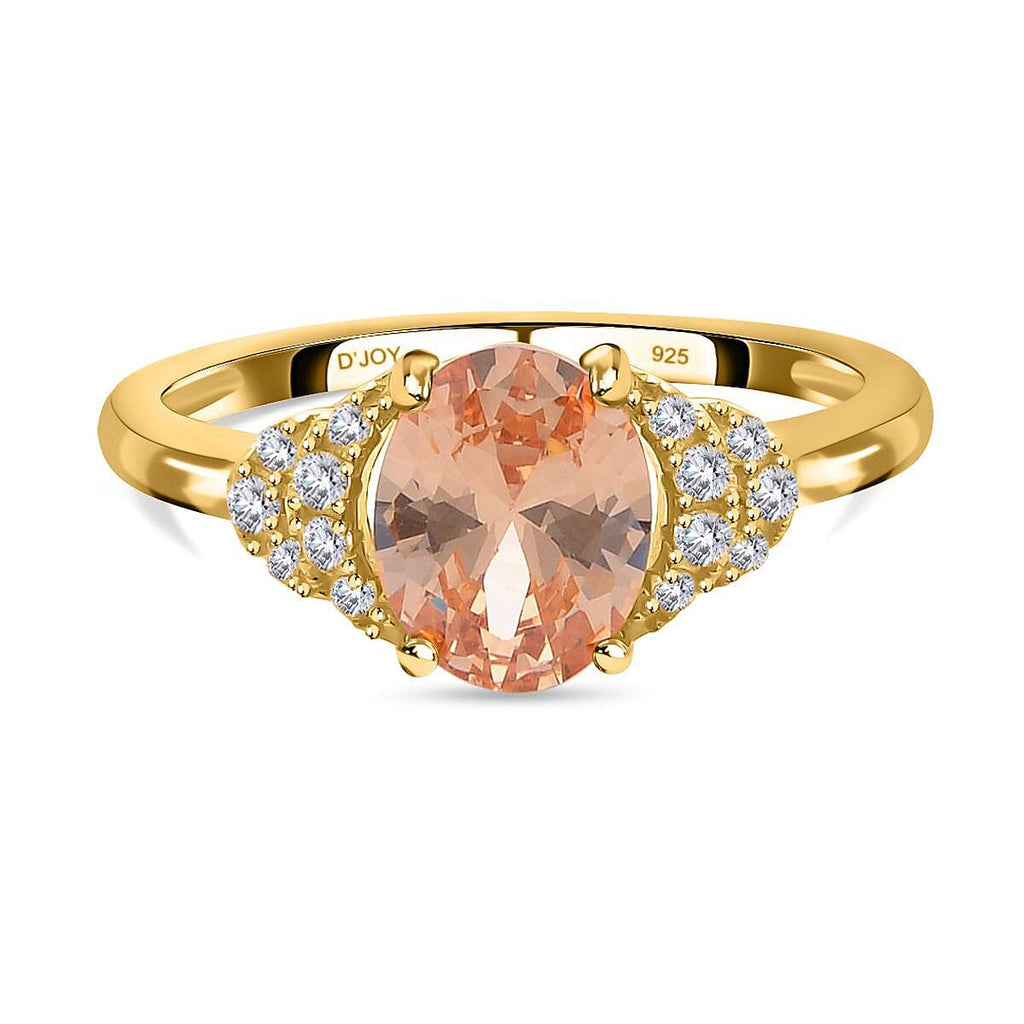 Simulated Champagne Diamond Ring in Yellow Gold Plated Sterling Silver 1.14 Ct.