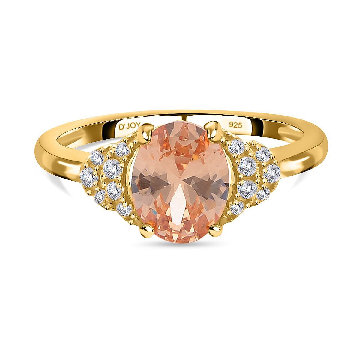 Simulated Champagne Diamond Ring in Yellow Gold Plated Sterling Silver 1.14 Ct. 7303322 0