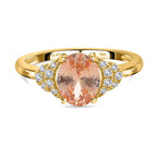 Simulated Champagne Diamond Ring in Yellow Gold Plated Sterling Silver 1.14 Ct.