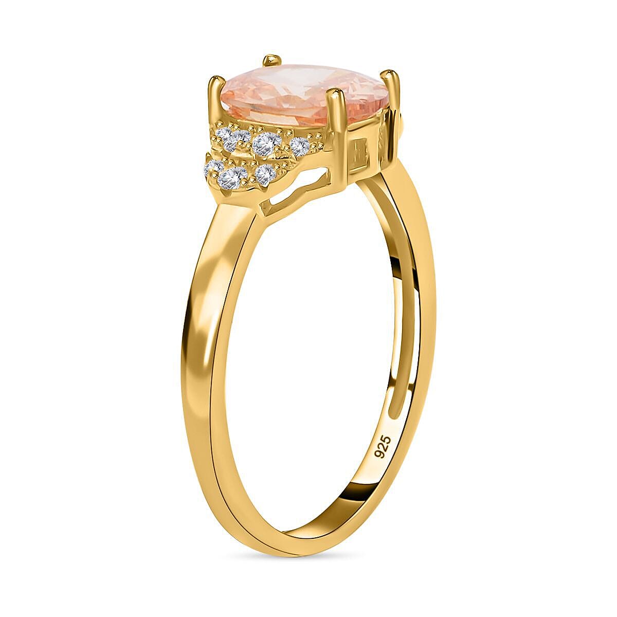 Simulated Champagne Diamond Ring in Yellow Gold Plated Sterling Silver 1.14 Ct. 7303322 3