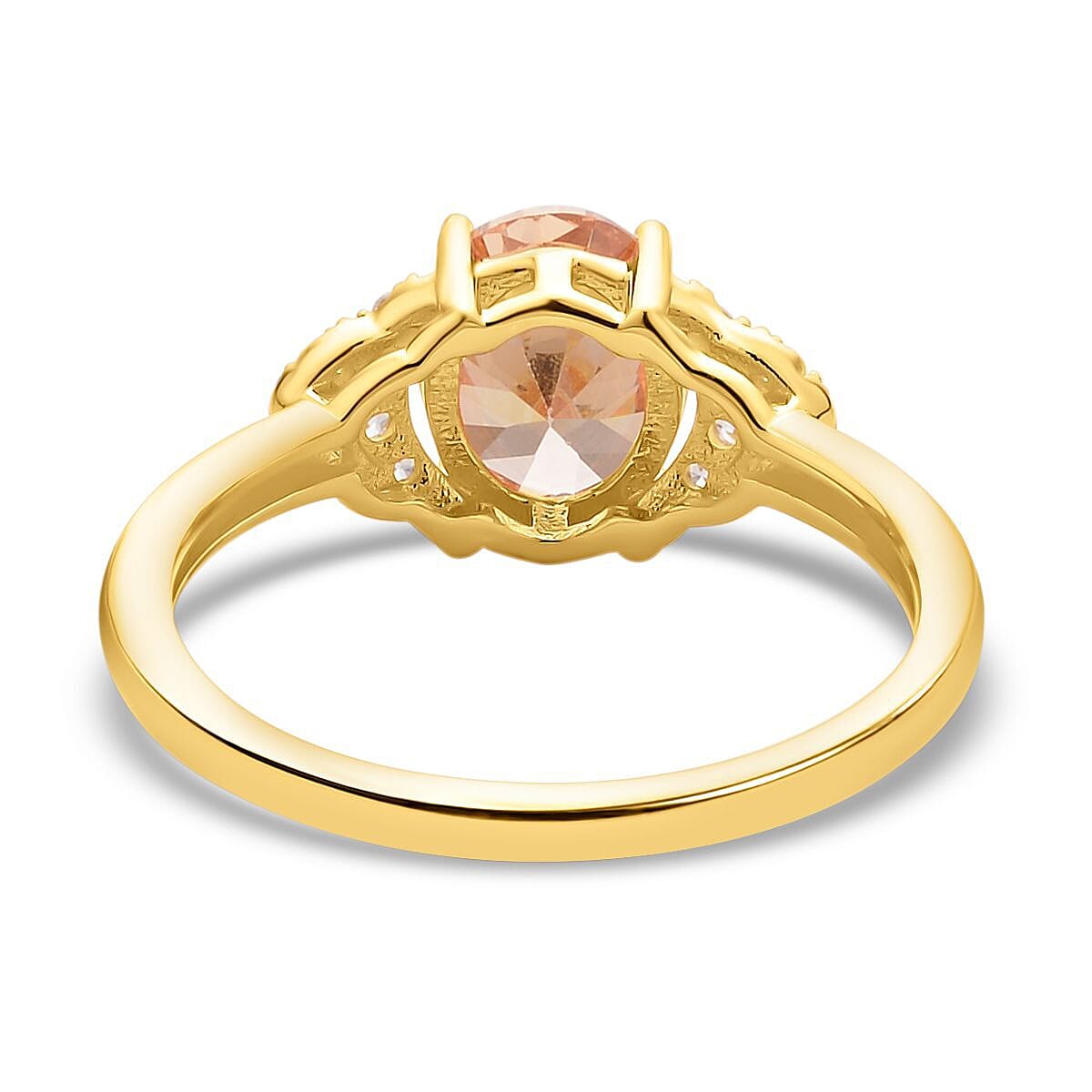 Simulated Champagne Diamond Ring in Yellow Gold Plated Sterling Silver 1.14 Ct. 7303322 4