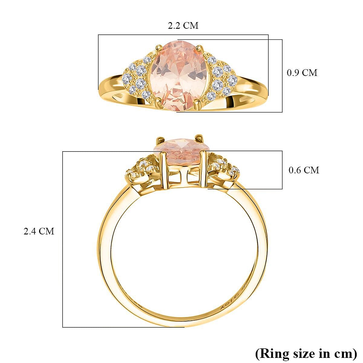 Simulated Champagne Diamond Ring in Yellow Gold Plated Sterling Silver 1.14 Ct. 7303322 5