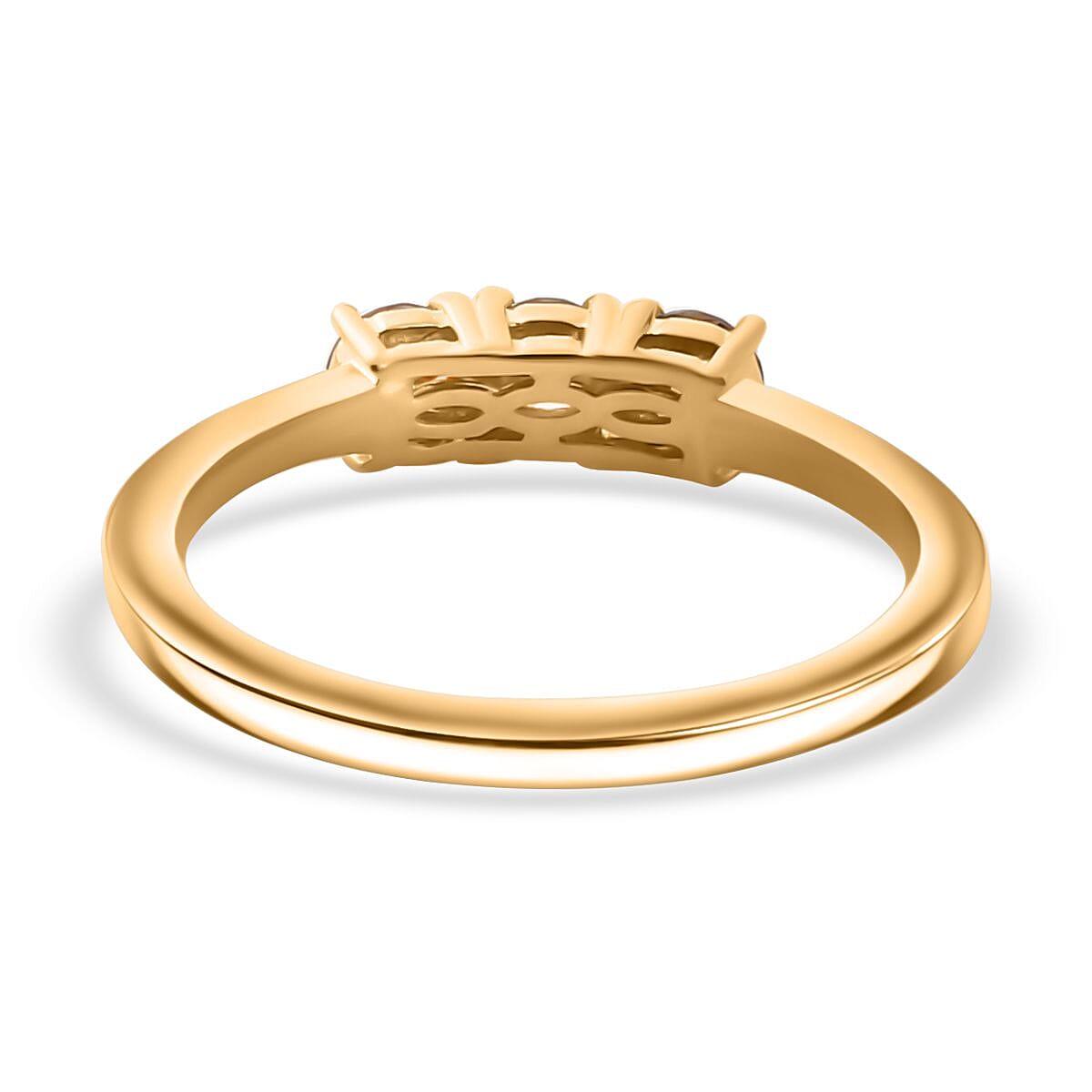 Natural Champagne Diamond 3-Stone Ring in 18K Yellow Gold Vermeil Sterling Silver 0.50 Ct 7803729 4