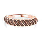 Champagne Diamond Band Ring in 18K Vermeil Rose Gold Plated Sterling Silver 0.25 Ct.