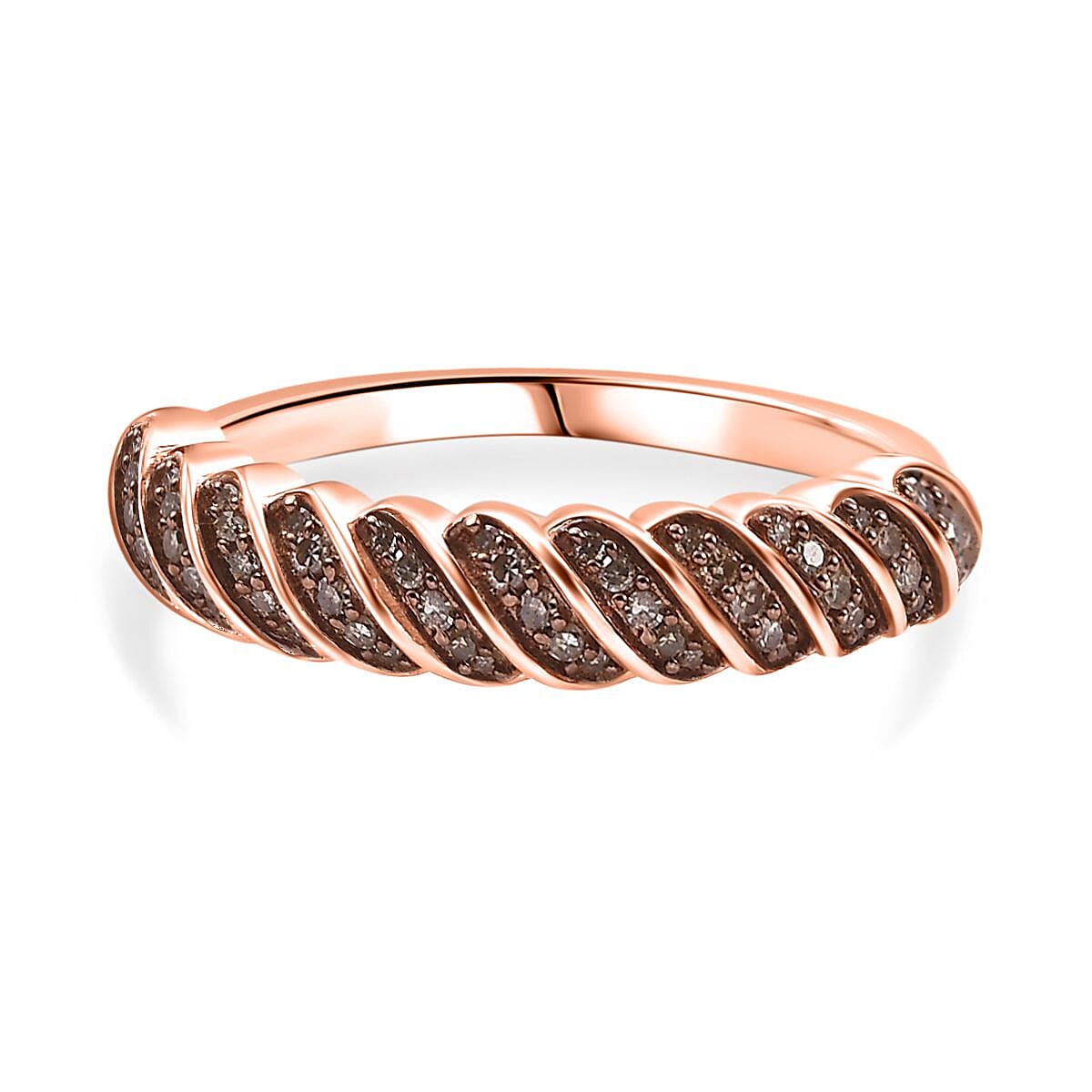 Champagne Diamond Band Ring in 18K Vermeil Rose Gold Plated Sterling Silver 7973873 0