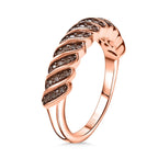 Champagne Diamond Band Ring in 18K Vermeil Rose Gold Plated Sterling Silver 0.25 Ct.