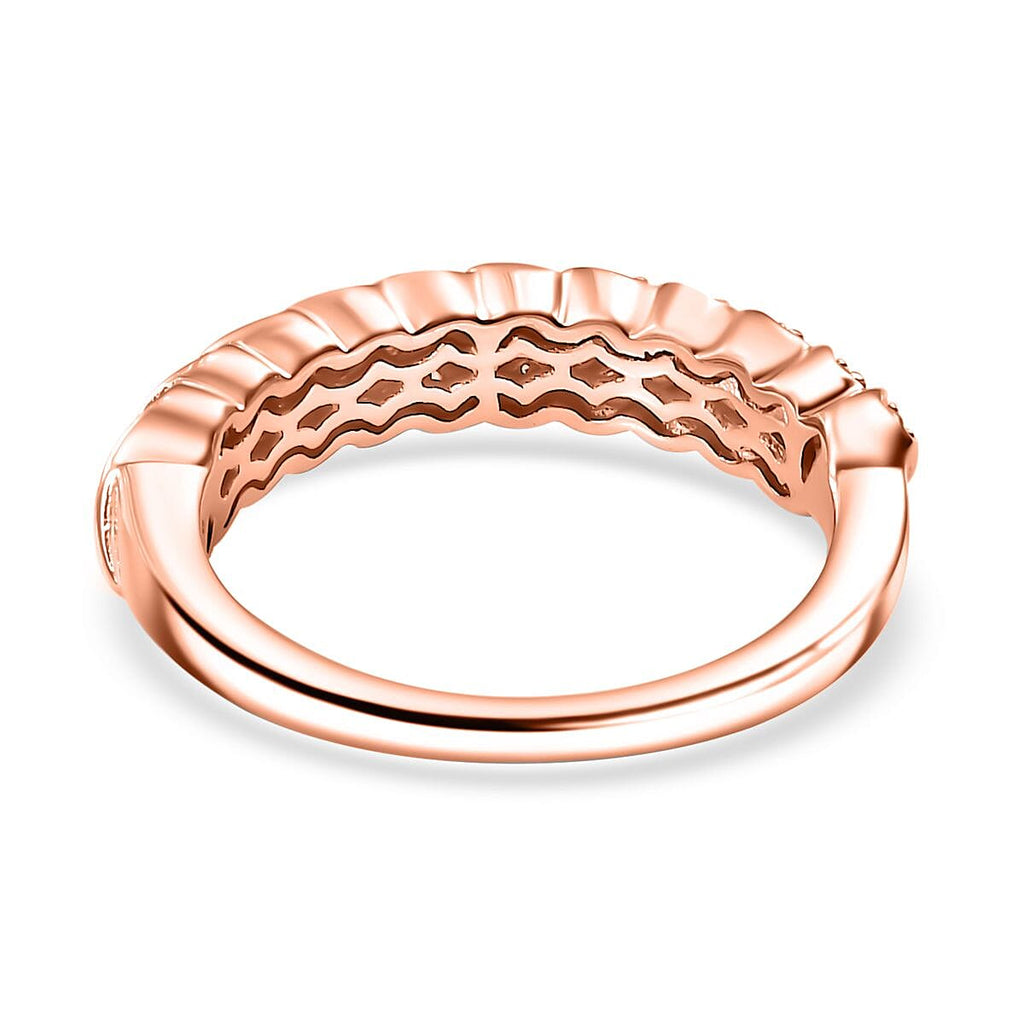 Champagne Diamond Band Ring in 18K Vermeil Rose Gold Plated Sterling Silver 0.25 Ct.