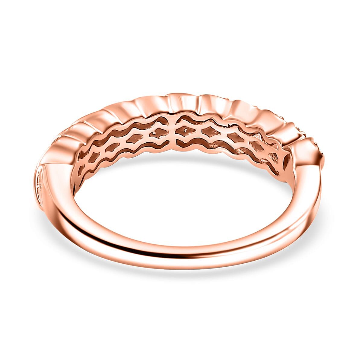 Champagne Diamond Band Ring in 18K Vermeil Rose Gold Plated Sterling Silver 7973873 4