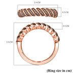 Champagne Diamond Band Ring in 18K Vermeil Rose Gold Plated Sterling Silver 0.25 Ct.