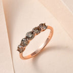 Close Out Deal- Natural Champagne 5 Diamond  Ring in 18K Gold Vermeil Plated Sterling Silver 1.00 Ct