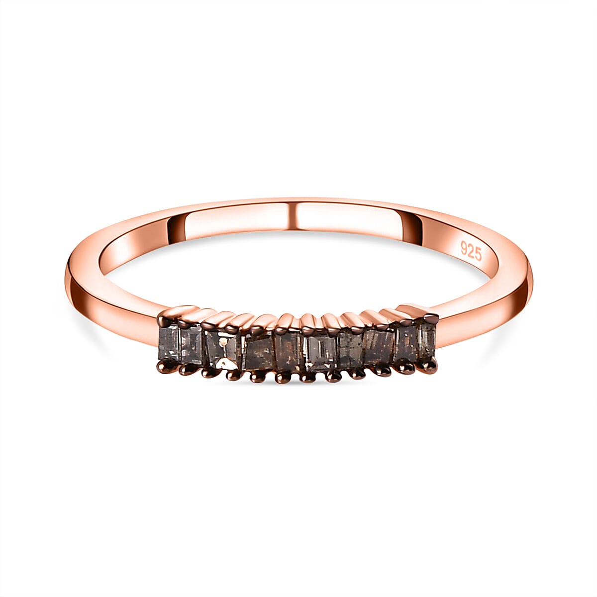 Natural Champagne Diamond Engagement Ring in 18K Vermeil Rose Gold Plated Sterling Silver 7281330 0