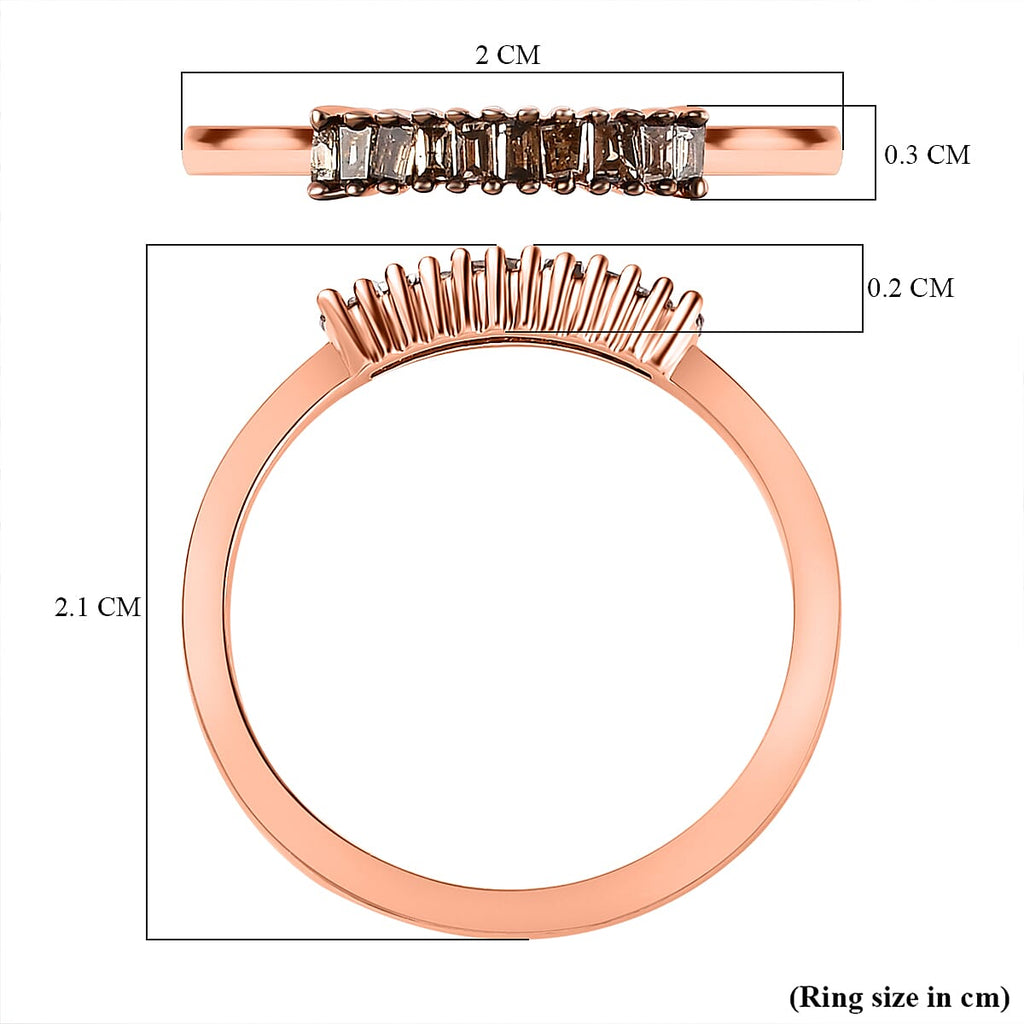 Natural Champagne Diamond Band Ring in 18K Vermeil Rose Gold Plated Sterling Silver