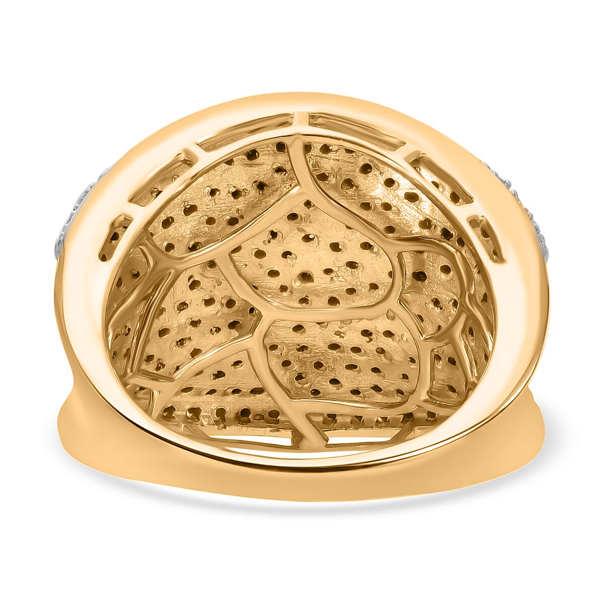One Time Mega Closeout - Designer Inspired Natural Champagne Diamond, Black &amp; Natural White Diamond DOME Ring in 18K Vermeil Gold Sterling Silver 1.00 Ct 8034569 3