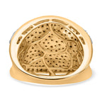 One Time Mega Closeout - Designer Inspired Natural Champagne Diamond, Black & Natural White Diamond DOME Ring in 18K Vermeil Gold Sterling Silver 1.00 Ct