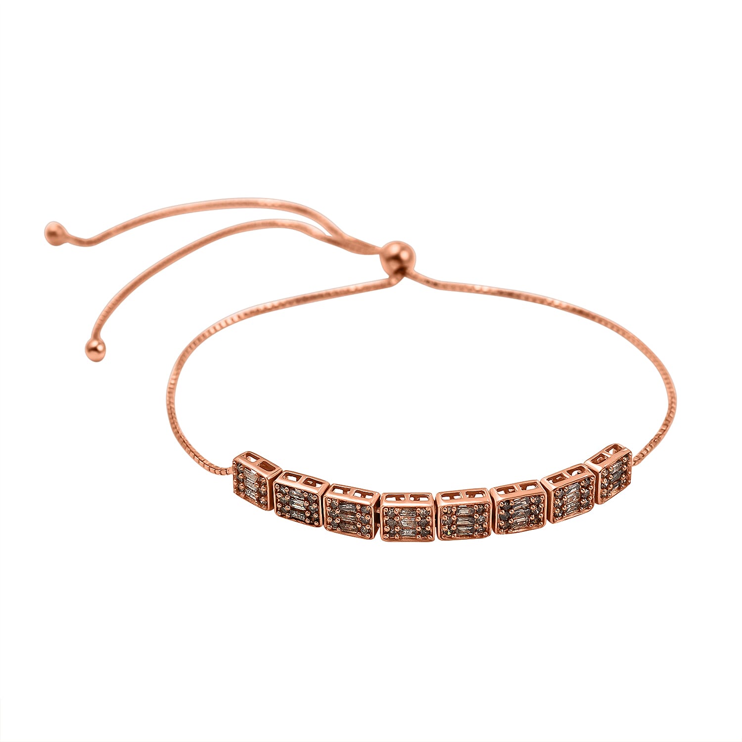 One Time Deal Only - Natural Champagne Diamond Bracelet (Size - 7.5) in Sterling Silver 1.00 Ct.