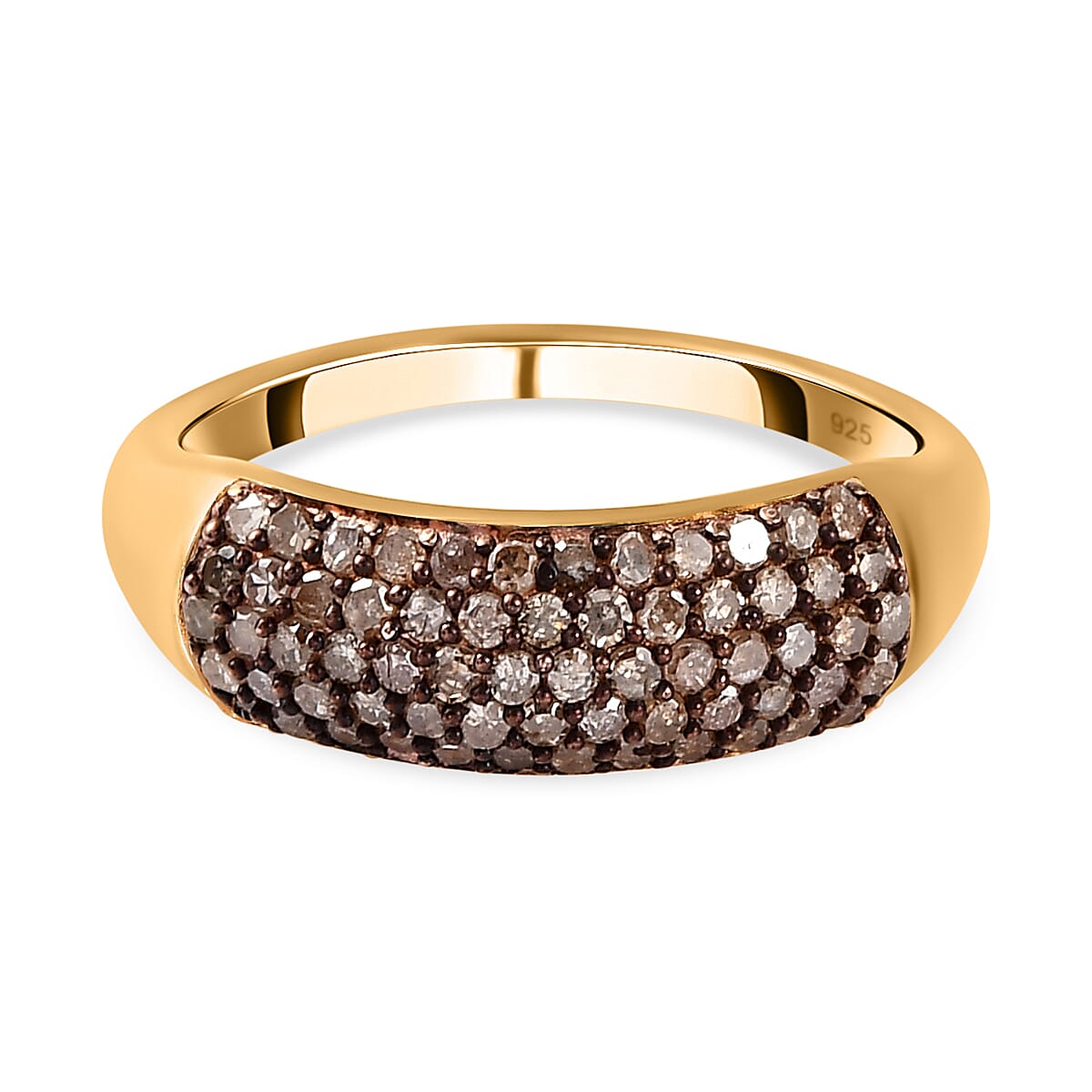Champagne Diamond Cluster Ring in 18K Vermeil Yellow Gold Plated Sterling Silver 0.50 ct 7225834 0