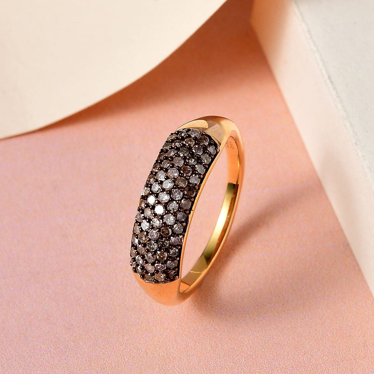 Champagne Diamond Cluster Ring in 18K Vermeil Yellow Gold Plated Sterling Silver 0.50 ct 7225834 2