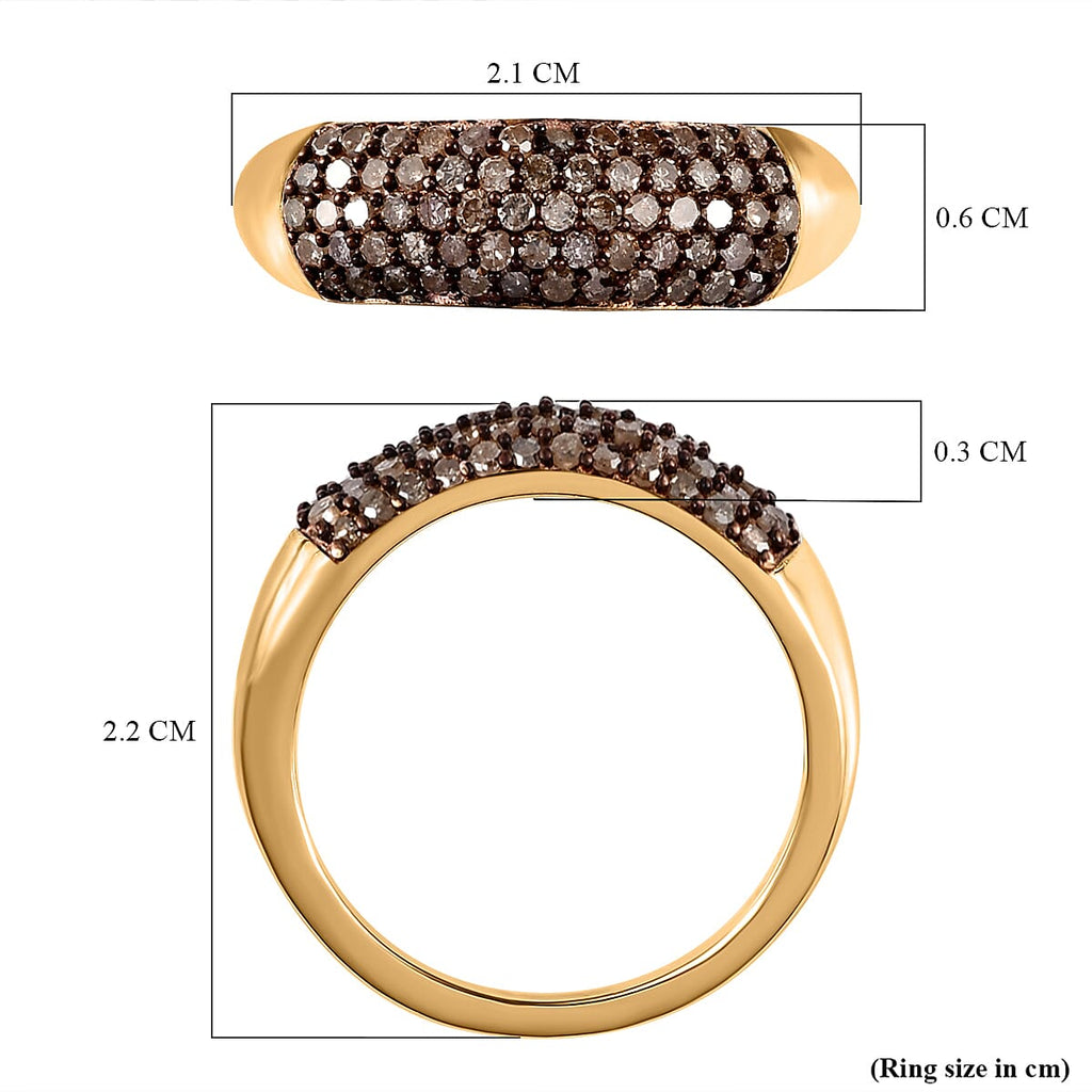 Champagne Diamond Ring in 18K Vermeil Yellow Gold Plated Sterling Silver 0.50 Ct.