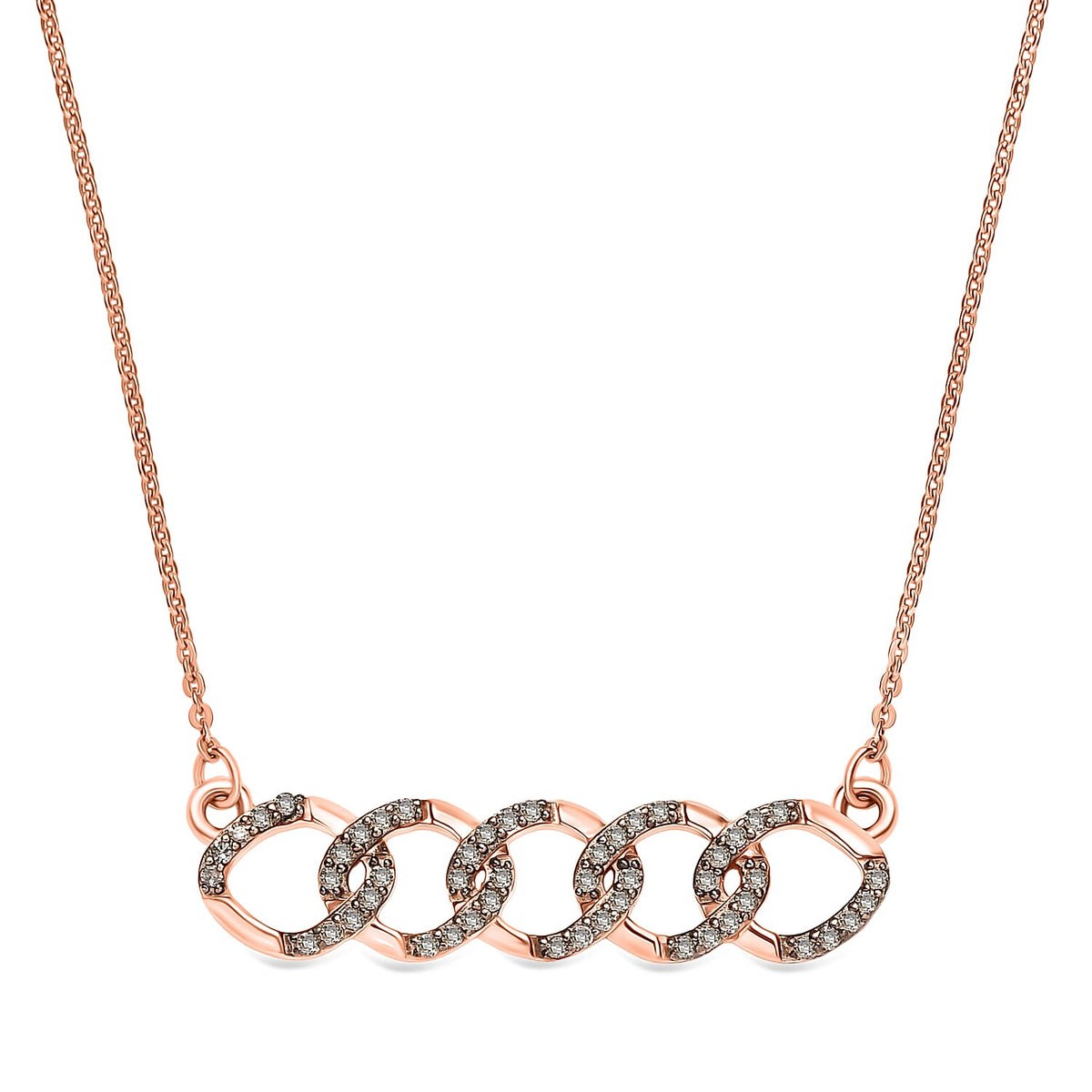 Champagne Diamond Necklace (Size - 20) with Lobster Clasp in 18K Vermeil Rose Gold Plated Sterling Silver 8160732 0