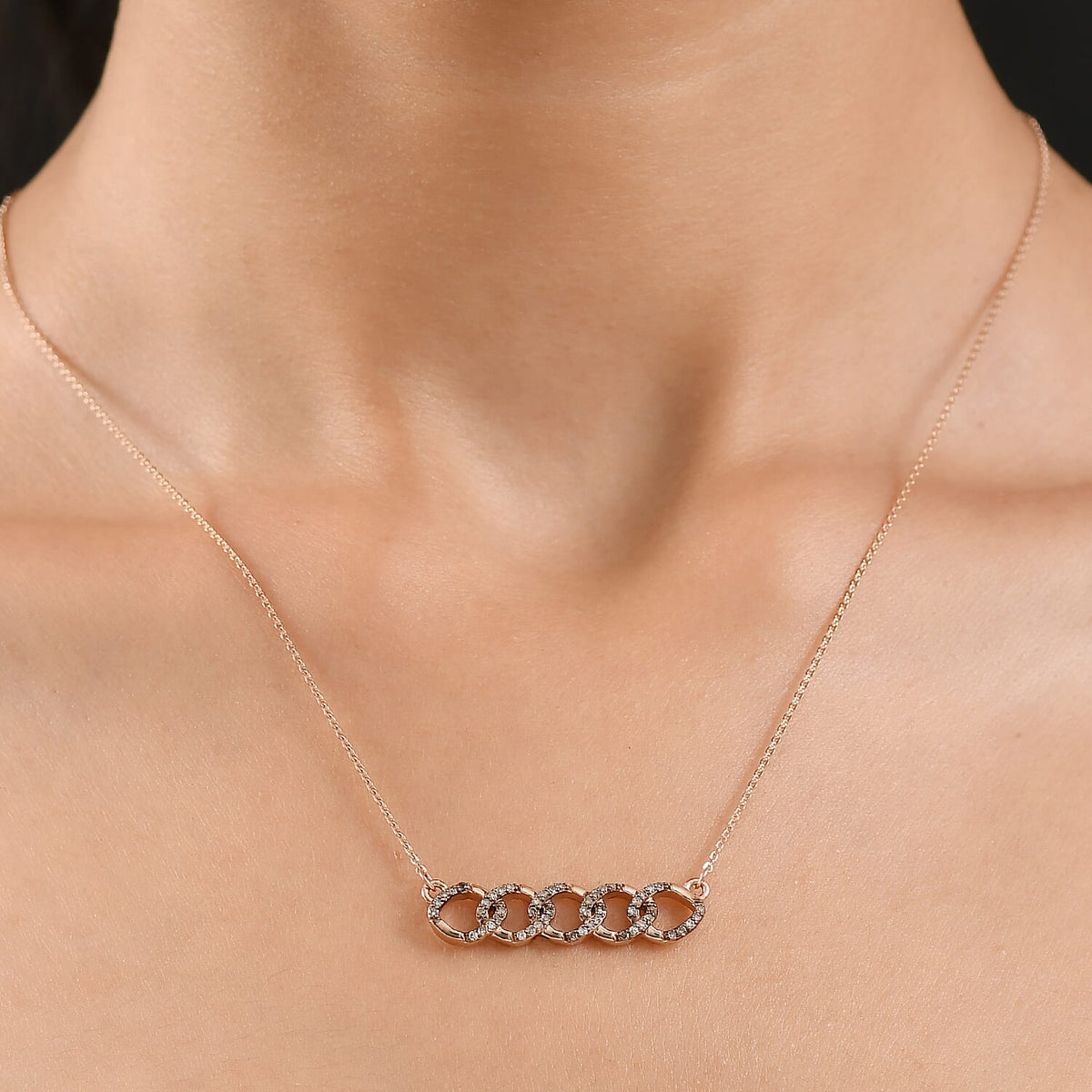 Champagne Diamond Necklace (Size - 20) with Lobster Clasp in 18K Vermeil Rose Gold Plated Sterling Silver 8160732 2